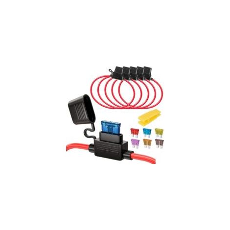5pcs 16AWG Porte-fusibles Moyen Lame Enfichable Etanche avec Fil, DC 32V 3A-20A Add-A-Circuit pour Camion Voiture, avec 6 pièces de Fusible à Lame Standard et 1 pièce de Extracteur de Fusible  - Crezu