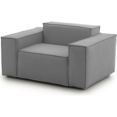 Talamo Italia - Poltrona Leonia, Poltrona da salotto, 100% Made in Italy, Poltroncina relax in tessuto imbottito, Cm 140x95h70, Grigio (1/5)