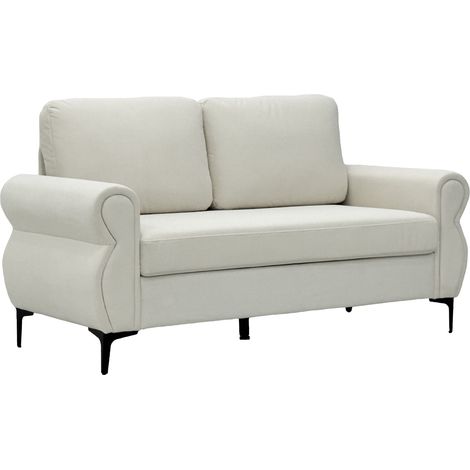 ELVMI Divano Lineare con Altezza Seduta Ergonomica, Rivestimenti Sfoderabili e Molle Insacchettate, in Tessuto Bianco Crema (1/5)