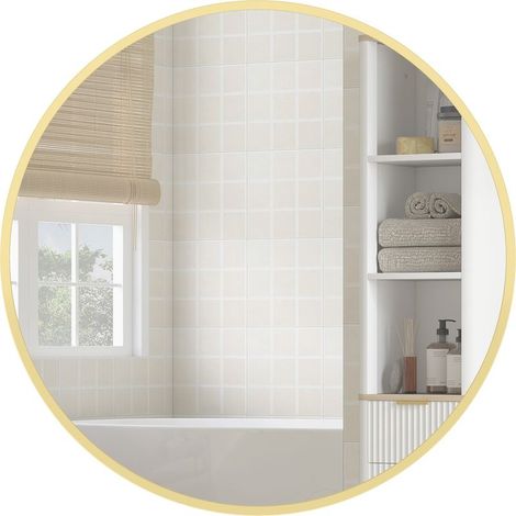 Miroir mural, design moderne, 61 x 61 cm, doré (1/5)