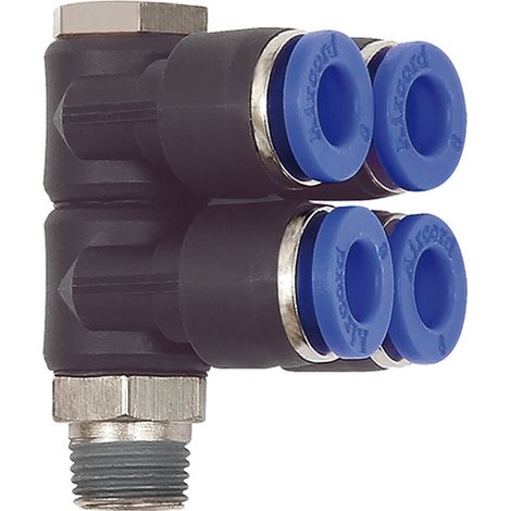 Riegler L-Mehrfachverteiler »Blaue Serie«, 4-fach, drehbar, R 1/4 a. Ã˜8mm (1/3)
