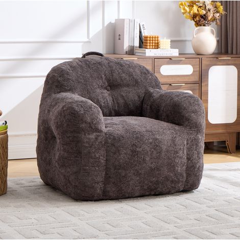 Fauteuil pouf avec accoudoirs, rembourrage en mousse, gris foncé HAVRYA (1/5)