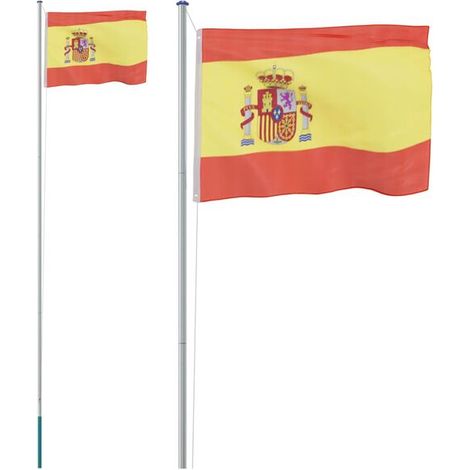 Le drapeau espagnol et un mât en aluminium de 6,08 mètres. (1/5)