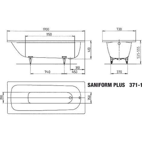 KALDEWEI 112900011001 BW SANIFORM PLUS Mod.371-1, 1700 x