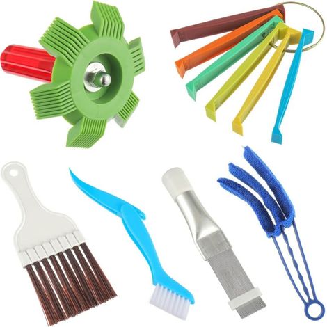 Ensemble de 6 pièces de nettoyage de climatiseur, peigne à cheveux à bascule pour climatiseur, outil de nettoyage de radiateur adapté à l'évaporateur de radiateur (1/5)