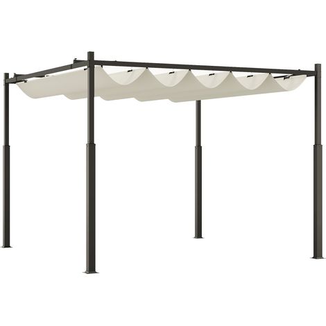 Gazebo Pergola da Giardino 298x298x230 cm con Telo Retrattile Bianco Crema (1/5)