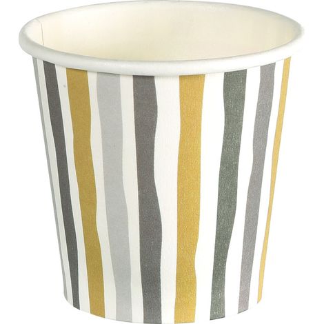 Duni Schnapsgläser Pappe Stripes schwarz gold 60 ml Ø 5 x 5 cm - 20 Stück Becher/Deckel/Halter Kombi