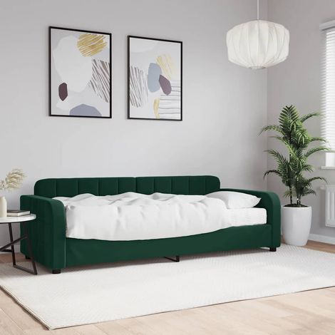 Tagesbett mit Matratze Dunkelgrün 80x200 cm Samt