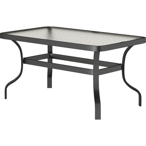 Pied de table de jardin verre trempé ondulations noir 95 x 55 x 46 cm
