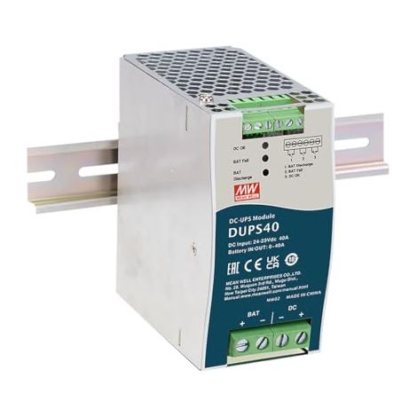 MEAN WELL MODULE CONTRÔLEUR DC-UPS SANS INTERRUPTION 24 V 40 A TYPE RAIL DIN DUPS40