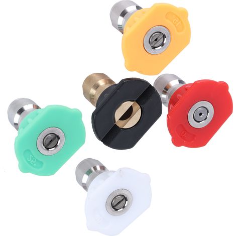 Ensemble de 5 buses de pulvérisation en acier inoxydable avec raccord rapide pour nettoyeurs haute pression. (1/5)