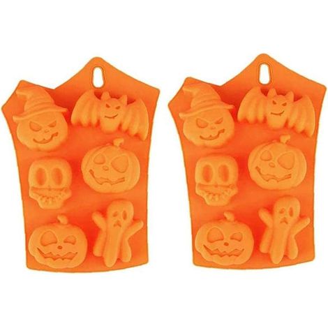 Moule à pâtisserie en silicone pour Halloween, moule à biscuits rectangulaire horreur, moules en silicone pour Halloween, moules à sucettes pour Halloween à faire soi-même, moule à cupcakes 6 pièces (1/5)