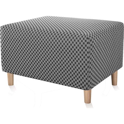 Ottoman footstool covers in stretch fabric with soft thick velvet fabric for living room, dining room, bathroom (dark grey, large) (1/5)