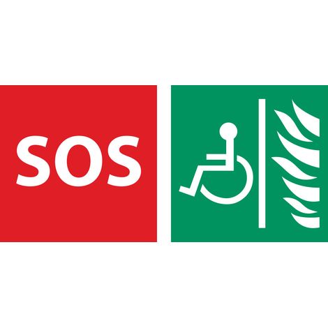 Jeu de 2 stickers (SOS & PMR sur fond vert) pour platine LEF EASLEF AIPHONE 201028