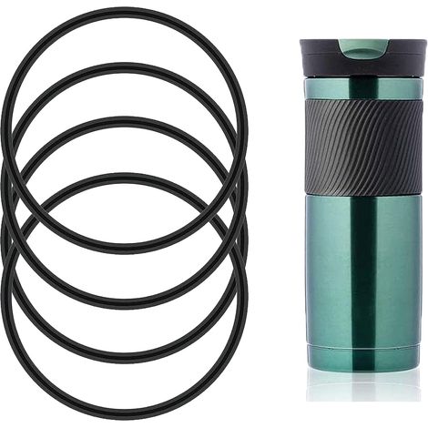 Lot de 4 joints de rechange noirs pour tasse de voyage de 473,6 g et 591 ml, joint d'étanchéité en silicone pour gobelet de voyage à café, verrerie et boissons (1/5)