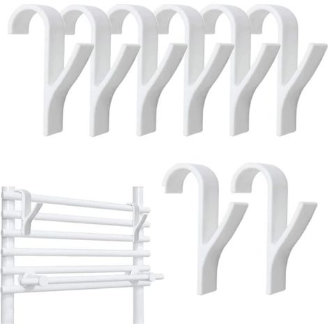Crochet Pour Radiateur - 9.6 x 5.9 cm - Adapté Tube Jusqu'à 3 cm - Salle De Bain Cuisine Jardin - Lot De 8