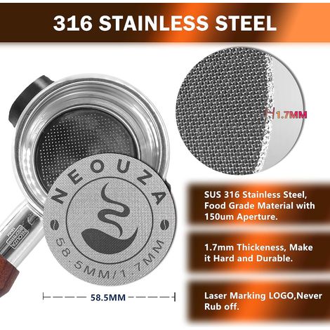 Filtre à café expresso réutilisable 58,5 mm d'épaisseur 1,7 mm d'épaisseur 150 μm en acier inoxydable professionnel pour barista filtre à expresso (1/4)