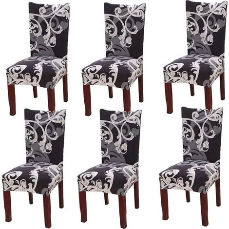 Juego de 6 fundas elásticas universales para sillas de comedor europeas tamaño king. (1/4)