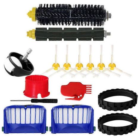 NALOOKAMIC Filtres HEPA, brosses latérales principales et roue universelle pour iRobot Roomba 610, 620, 625, 635, 645, 651, 664, 675, 676, 681, 685, 689, 690 et 695 (1/4)