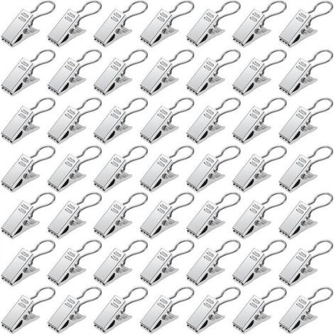 50 Pièces Pinces à Rideaux en Métal, Pince Rideaux Decoration Crochets de Suspension, pour Décoration de la Maison, Argent (1/4)