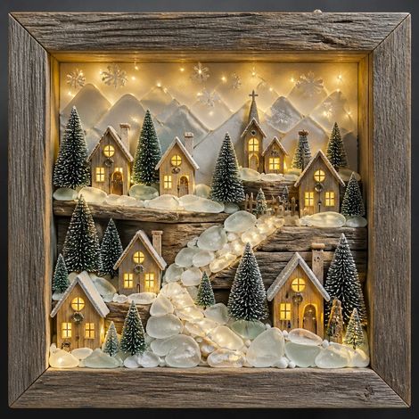 Halloween Shadow Box Kit, Lampe Village de Noël LED Format A4, Décoration Festive, Alimentation Secteur, Cadeau
