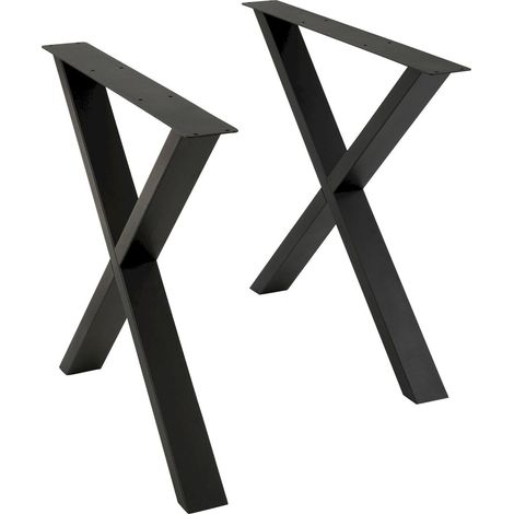 Pied de table croix acier noir design industriel élégant - Noir mat industriel (1/5)