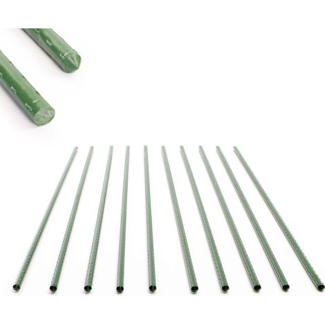Toboli Sostegno piante 10 Tutori per piante giovani 120cm Ø11mm verde, metallo/plastica, Bastoni di supporto