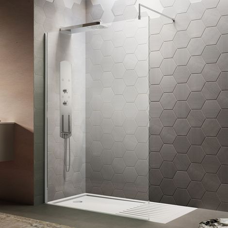 Hudson Reed Wet Room Screen with Support Bar 760mm Wide - 8mm Glass (1/5)