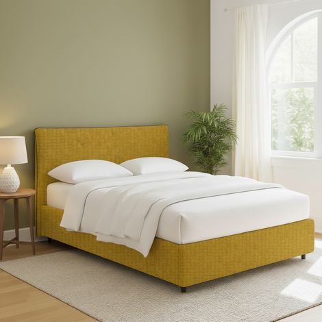 Letto Matrimoniale Tipton, Sfoderabile, Contenitore Made in Italy, Giallo Ocra (1/5)