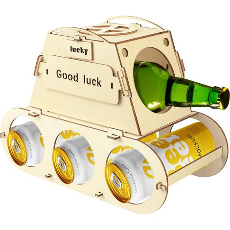 Witziger Bierkühler aus Holz – dekorativer Tank – Geschenkidee für Männer – zum Geburtstag oder Vatertag