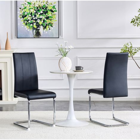 Silla de comedor negra de PU y metal, lote de 2, 120 kg HAVRYA (1/5)