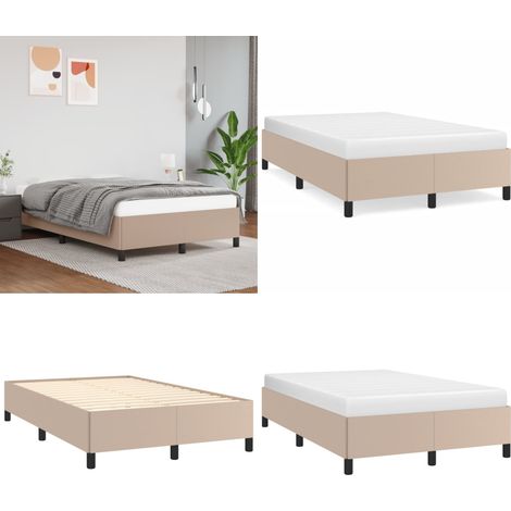 Cadre de lit sans matelas cappuccino 120x190 cm similicuir - Cadre De Lit - Lit Double - Similicuir - Lit Capitonné - Meuble Chambre - Home & Living (1/5)