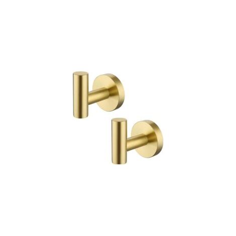 Set di 2 ganci da parete per bagno in acciaio inox, appendiabiti in ottone spazzolato - Crezuo