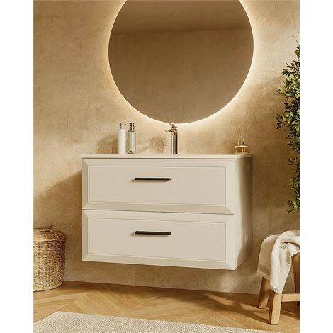 Exagonshop Mobile bagno canapa 100x45 Praga lavabo in ceramica