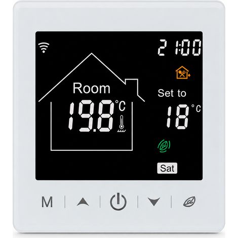 Thermostat WiFi M2 pour Chauffage au Sol Électrique 16 A, Contrôle par Application et Voix, Blanc (1/5)