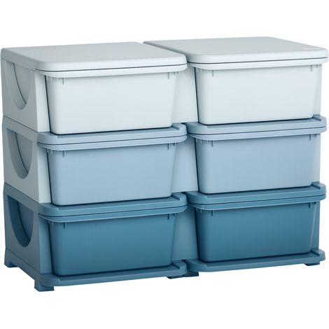 Aufbewahrungsbox mit 3 Schubladen fürs Kinderzimmer, blauer Spielzeugorganizer