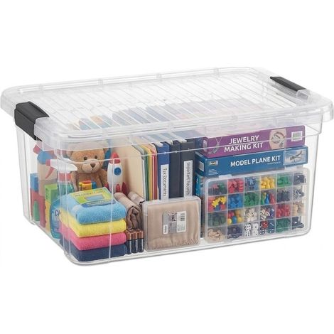Boîte de rangement transparente avec couvercle, bacs en plastique pour organisation, caisses empilables, sans BPA, non toxique, sans odeur, organiseurs pour la maison, le bureau, l'école (1/5)
