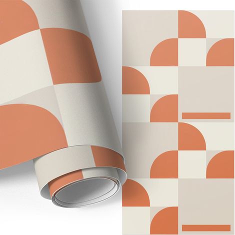 Klebefolie für Möbel - Möbelfolie - Selbstklebefolie - Küche folieren - Dekorfolie - Einfach zu reinigen - Vintage-Formen 50x100 cm