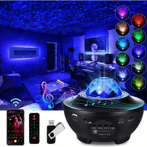 Veilleuse Galaxie / Lampe Espace Projecteur d'Étoiles avec Bluetooth Puissant Noir (1/5)