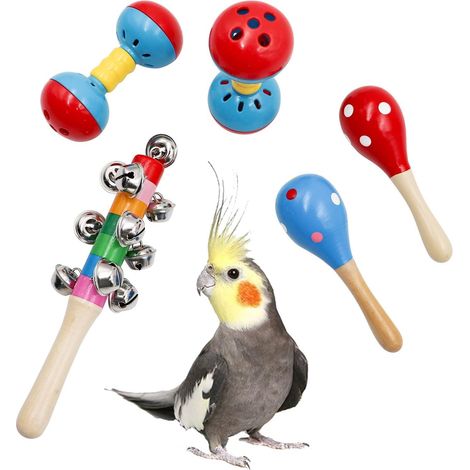 Jouets Cloches Colorés pour Oiseaux, Lot de 5 Jouets à Clochettes Amusants, Accessoires pour Cage à Oiseaux, Convient pour Poulets, Perroquets, Perruches, Inséparables, Calopsittes, Diamants de Gould (1/5)