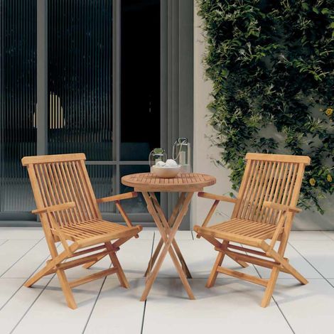 Ensemble à manger de jardin 3 pcs-Salon de jardin Bois de teck massif 727040 (1/5)