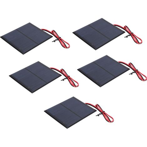 Lot de 5 mini panneaux solaires, module d'alimentation époxy, fil rouge et noir de 30 cm, 5,5 V CC, 160 mA (1/5)