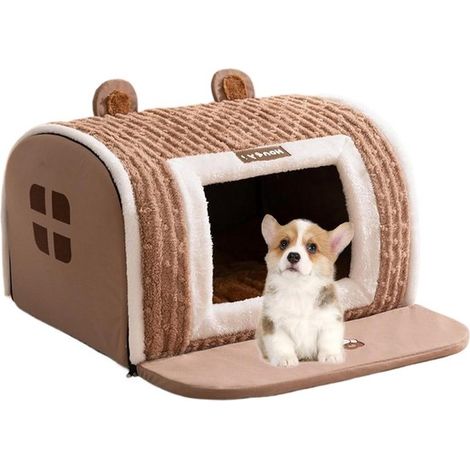 Cesta per cani e gatti con cuscino per cani, comodo posto per dormire, stabile e confortevole, 40 x 35 x 35 cm, marrone (1/5)