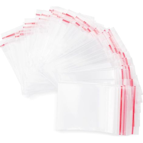 Packung mit 200 transparenten Plastikbeuteln, 40 x 60 mm, kleine Plastikbeutel mit Zip-Verschluss, wiederverschließbare, transparente Plastikbeutel, lebensmittelecht