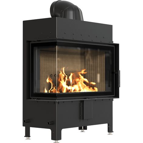 Kamineinsatz aus Stahl KRATKI LUCY links 14 kW Ø 200 schwarz Verkleidung (1/5)