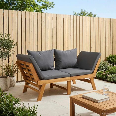 vidaXL Panchina da giardino 3 in 1 con cuscini Naturale