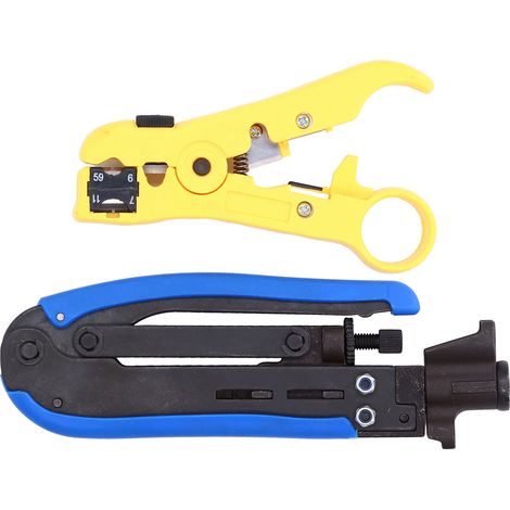 Ensemble d'outils de dénudage et de sertissage pour une coupe pratique, réglable et facile à utiliser, pince à sertir pour câbles coaxiaux (1/5)