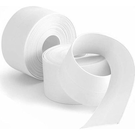 Plinthe flexible - 32 mm 3,8 m, bande d'étanchéité auto-adhésive, bande pliante flexible, bande d'étanchéité des coutures, (blanc)