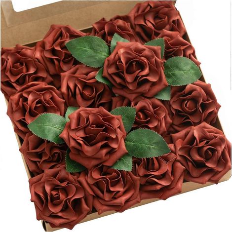 Fleurs artificielles Ambre Avalanche Rose 25 pièces 3,5 fausses roses avec tige pour décoration de mariage DIY centres de table arrangements bouquets Ambre 3,5 pouces ( ) (1/5)
