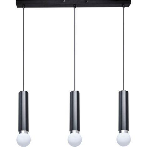 Lámpara colgante Macera 3 E27, color negro arena, aluminio italux PND-33849-3-BK (1/3)